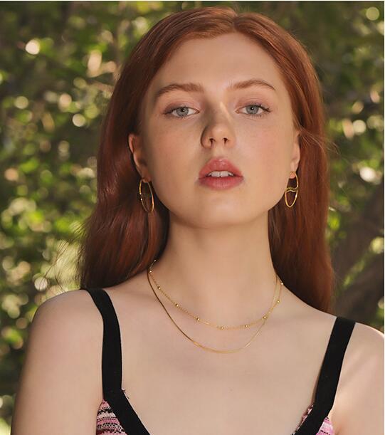 925 Sterling Silver Clavicle Chain Beaded Double Layered Necklace