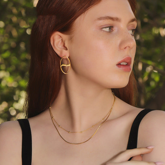 925 Sterling Silver Clavicle Chain Beaded Double Layered Necklace